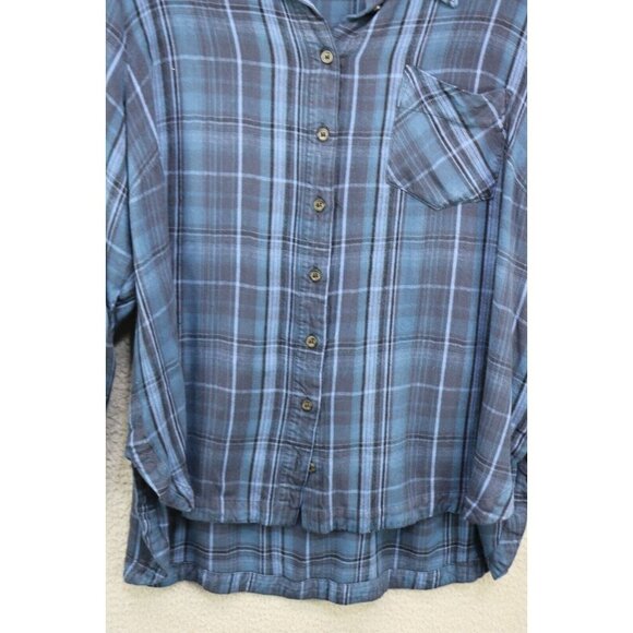 Lane Bryant Long Roll Tabbed Sleeve Button Up Plaid Top-Lace-Size 18/20 - Picture 3 of 13